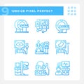 Health care technology pixel perfect gradient linear vector icons set Royalty Free Stock Photo