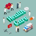 Health care vector isometric concept