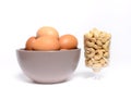 Health cashew nuts, eggs