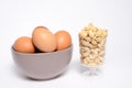 Health cashew nuts, eggs