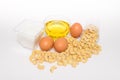 Health cashew nuts, olive oil, eggs and sugar