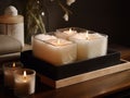 health centre. aromatherapy candles on dark background