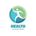 Health character - vector logo template concept illustration. Abstract running man sign. Design element