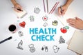 Health Check concept. Healty lifestyle background. The meeting at the white office table