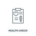 Health Check icon. Simple line element Health Check symbol for templates, web design and infographics