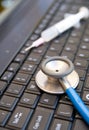 Health check on a laptop PC. Royalty Free Stock Photo