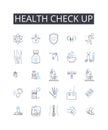 Health check up line icons collection. Medical exam, Physical test, Wellness assessment, Health evaluation, Medical