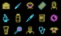 Health chicken pox icons set vector neon