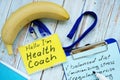 Health coach badge and check list. Royalty Free Stock Photo