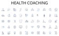 Health coaching line icons collection. Assessment, Analysis, Appraisal, Audit, Benchmarking, Calibration, Checkup vector