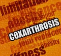 Health concept: Coxarthrosis on the Yellow Brickwall . Royalty Free Stock Photo