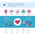 Health control technology, medicine healthcare vector concept for web design