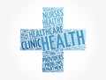 Health cross word cloud collage, concept background Royalty Free Stock Photo
