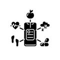 Health data collection black glyph icon