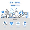 Health diagnostics lab test concept flat line art vector icons Royalty Free Stock Photo