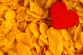 Health diet concept, healthy breakfast. Love corn flakes background