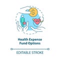 Health expense fund options concept icon