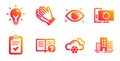 Health eye, Snow weather and Checklist icons set. Recovery computer, Energy and Help signs. Vector