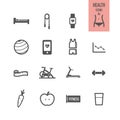 Health and fitness icons set.