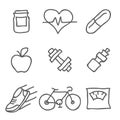 Health and Fitness vector icons. Elements for print, mobile and web applications