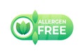 Health friendly allergen free label with a leaf design for hypoallergenic product assurance