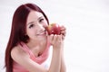 Health girl show Apple Royalty Free Stock Photo