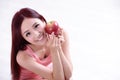 Health girl show Apple Royalty Free Stock Photo