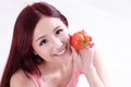 Health girl show tomato Royalty Free Stock Photo