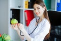 Health. Healthy Diet. Doctor Dietitian Holding in Hands Fresh Gr Royalty Free Stock Photo