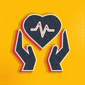 Health, heart, insurance, medical pop art, retro icon