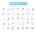 Health hospital linear icons set. Wellness, Treatment, Healing, Recovery, Surgery, Medicine, Emergency line vector and