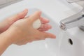 Health and hygiene. Hand washing with soap