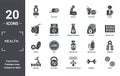 health icon set. include creative elements as girl, injury, records, desinfectant, kettlebell, biceps filled icons can be used for