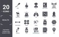 health icon set. include creative elements as sperm, weightlifting, pulse, running, syrup, chest expander filled icons can be used