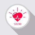 Health icon vector flat cartoon, concept of heart and good blood pressure rate medical symbol, pulse healthcare Royalty Free Stock Photo