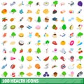 100 health icons set, isometric 3d style Royalty Free Stock Photo
