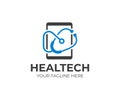 Health information technology logo template. Medical technology vector design