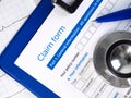 Health insurance claim form Royalty Free Stock Photo