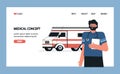 Health insurance concept, ambulance transport, medical service and insurance. Trendy modern vector illustration in a Royalty Free Stock Photo