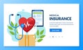 Health insurance concept. Vector medical care illustration. Landing page banner design for medicine, healthcare themes Royalty Free Stock Photo