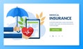 Health insurance concept. Vector medical care illustration. Landing page banner design for medicine, healthcare themes