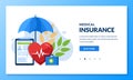 Health insurance concept. Vector medical care illustration. Landing page banner design for medicine, healthcare themes Royalty Free Stock Photo