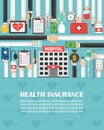 Health Insurance flat design with Hospital. lorem ipsum is simply text