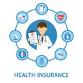 Health insurance infographic. Medical examination. Health protection. Healthcare, medical service. Online doctor Royalty Free Stock Photo