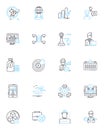 Health insurance linear icons set. Coverage, Deductible, Premiums, Copay, Policy, Benefits, Provider line vector and