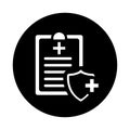 Health insurance, medical bill icon. Black vector design