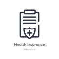 health insurance outline icon. isolated line vector illustration from insurance collection. editable thin stroke health insurance