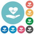 Health insurance solid flat round icons