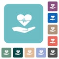 Health insurance solid rounded square flat icons