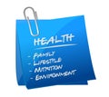 health key essentials memo post Royalty Free Stock Photo
